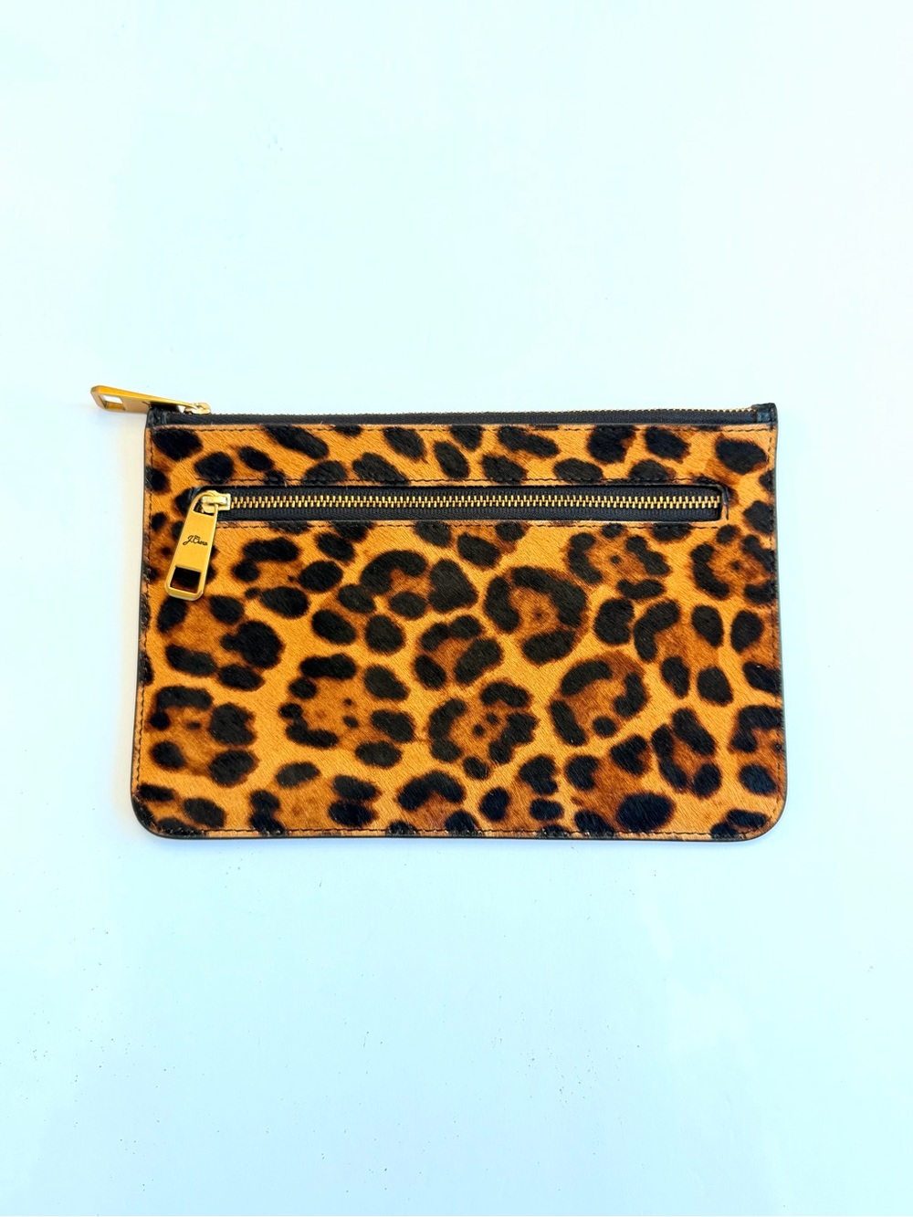 J. Crew calf hair animal print zippered clurch